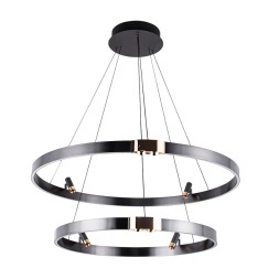 Подвесная черная светодиодная люстра с 2 кольцами 80см и 60см 64Вт 1485лм 3000К Arte Lamp CESARE A1993SP-64BK