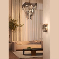 Подвесная люстра с дымчатым хрусталем, 22 лампы Е14, Divinare CASCATA 7665/17 SP-18