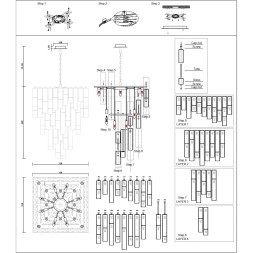 Подвесная люстра с дымчатым хрусталем, 22 лампы Е14, Divinare CASCATA 7665/17 SP-18