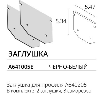 Комплект боковых заглушек 2шт (для профиля A640205) Arte Lamp Expert A641005E