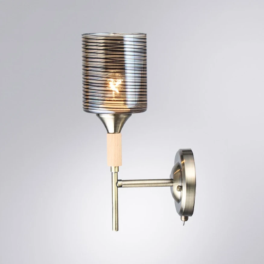 Arte Lamp Maria A4536AP-1AB Настенный светильник бра со стеклянным янтарным плафоном 14 см, металл античная бронза, лампа E27 1шт до 60Вт IP20 220В, без выключателя на корпусе