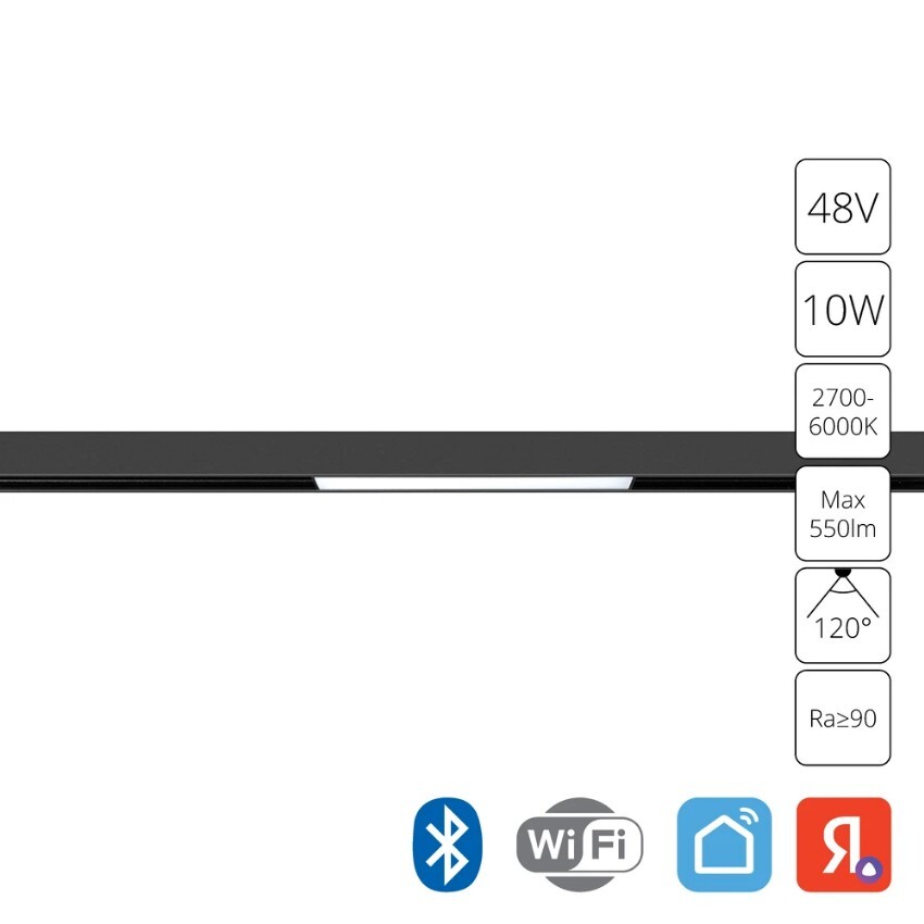 A5742PL-1BK Трековый магнитный SMART (TUYA, Алиса, Bluetooth, Wi-Fi) светодиодный светильник Arte Lamp Expert CRI90+ 2700-6000К 550Лм 120° 10